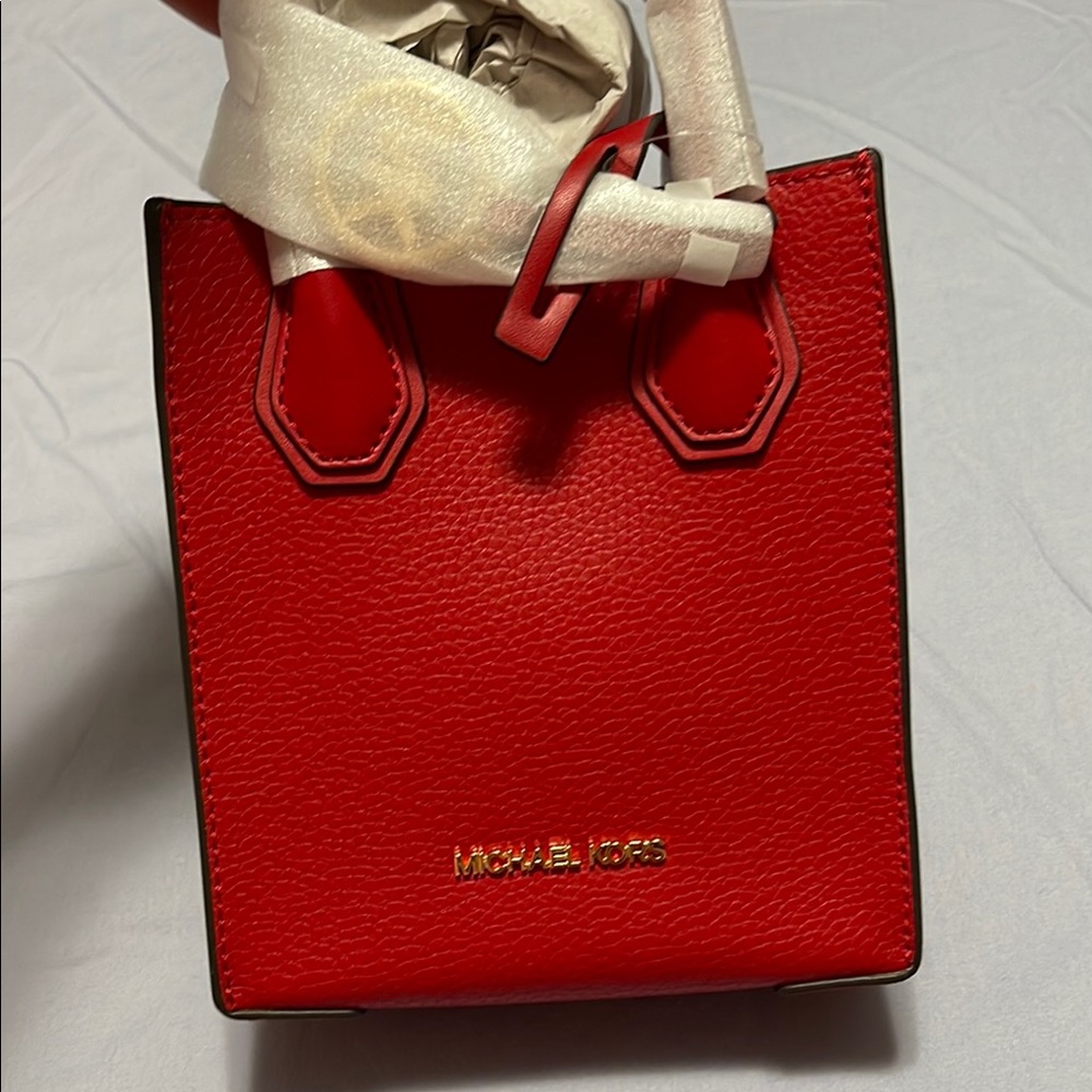 Michael Kors Red Mini Bag with Geometric Detailing